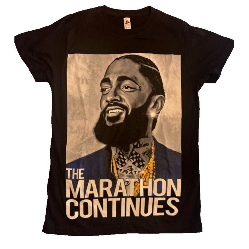 Nipsey Hussle The Marathon Graphic Tee Smart Blanks T-shirt Men's Size S Black